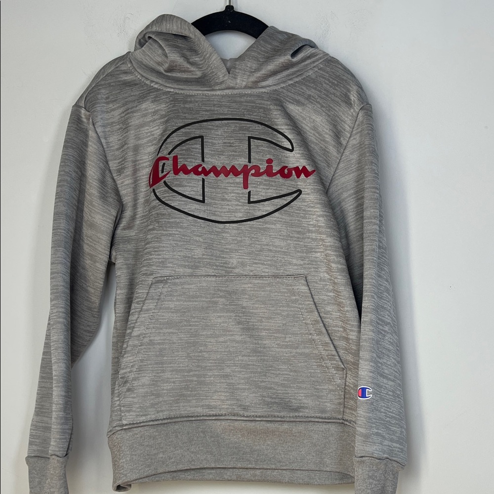 Champion Kids Heather Gray Red and Black Sweatshirt Hoodie Boys Size‎ 6